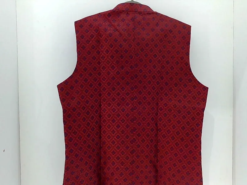 Men's Maroon Sleeveless Ethnic Jacket - Size 32