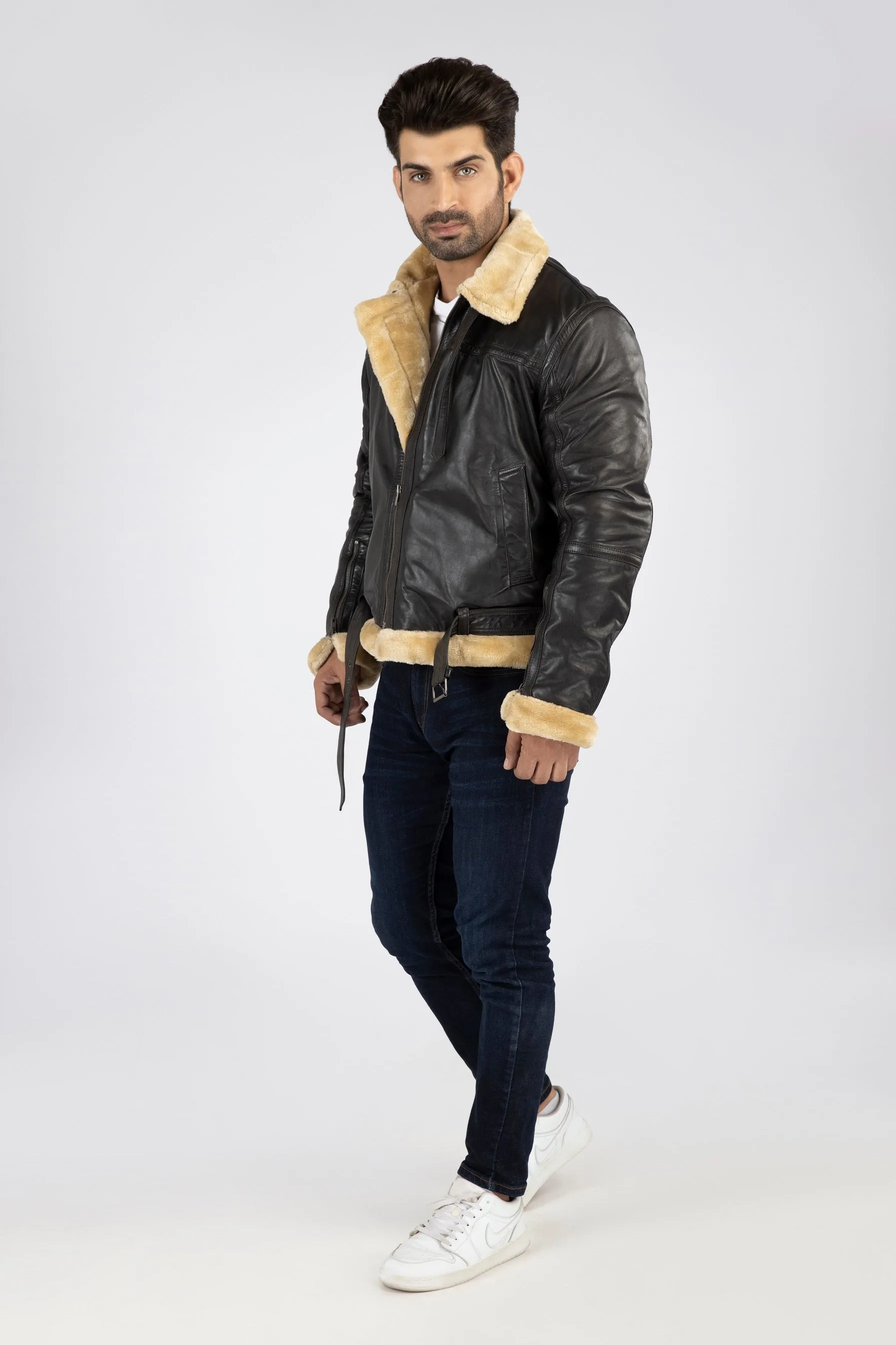 Mens RAF B3 Aviator Real Leather Lambskin Jacket