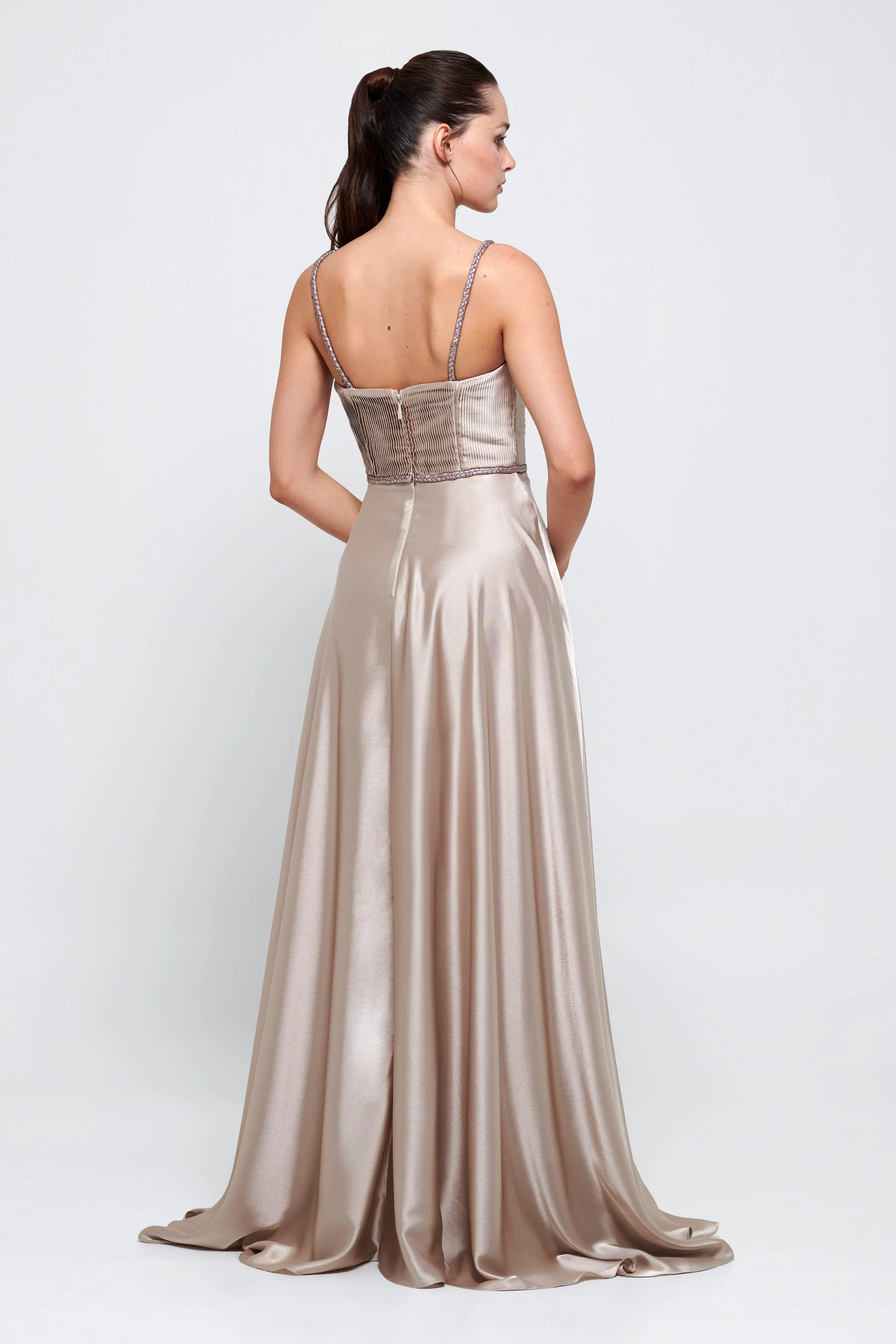 Metallic Jacquard Silk Satin Dress