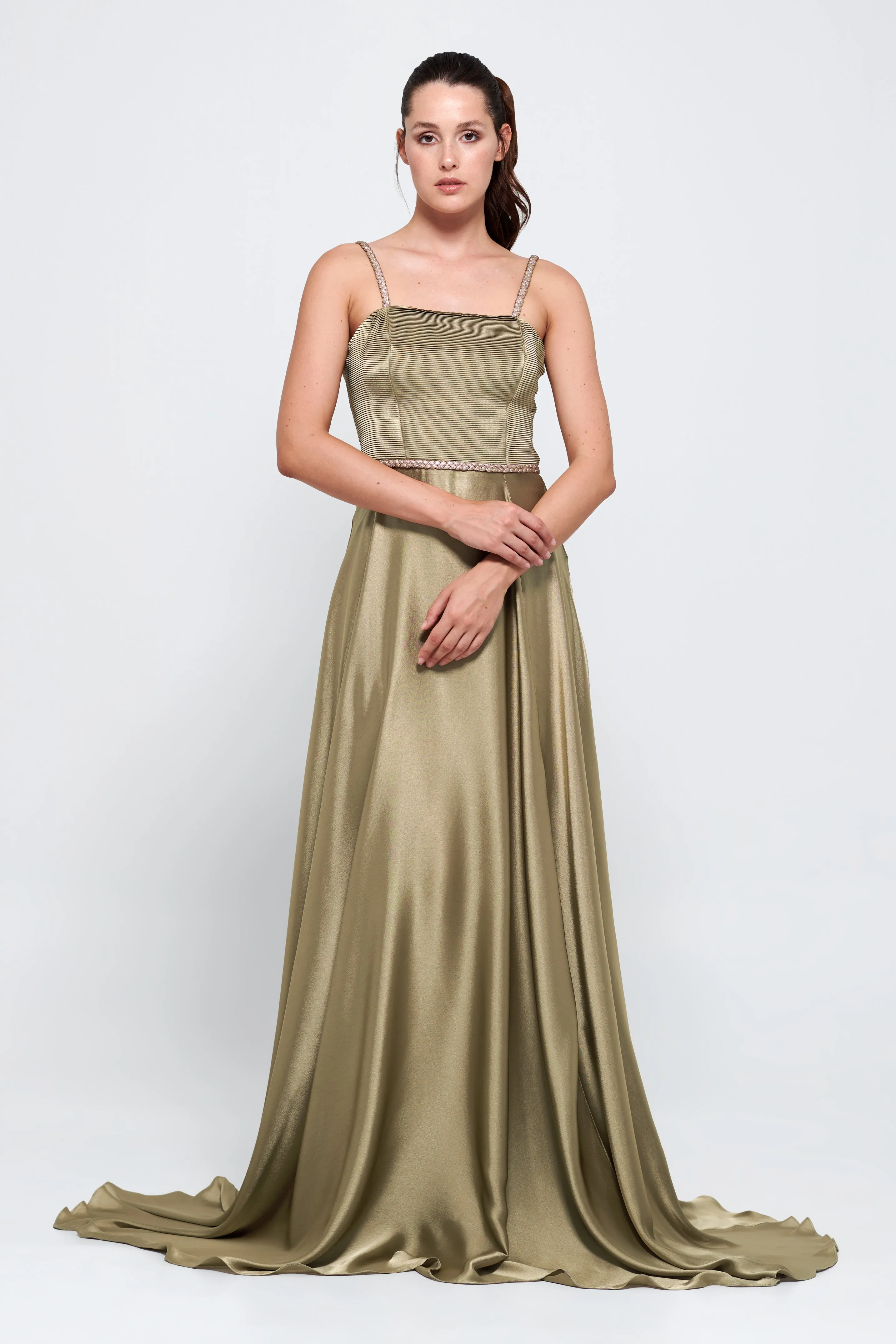 Metallic Jacquard Silk Satin Dress