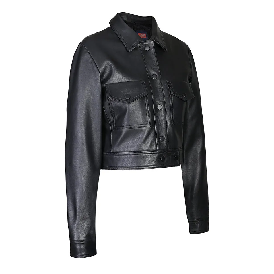 Milwaukee Sheep Nappa Moto Cropped Leather Jacket