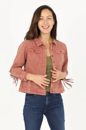 Mineral Washed Rust Twill Jacket with Fringe