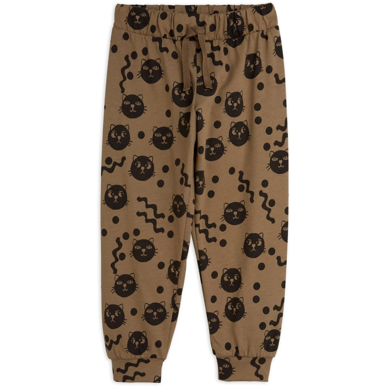 Mini Rodini Brown Squiggly Cats AOP Trousers