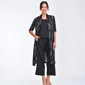 Modal Printed Co Ord Set For Women | Shirt, Top & Pant | Draped Neck | Black