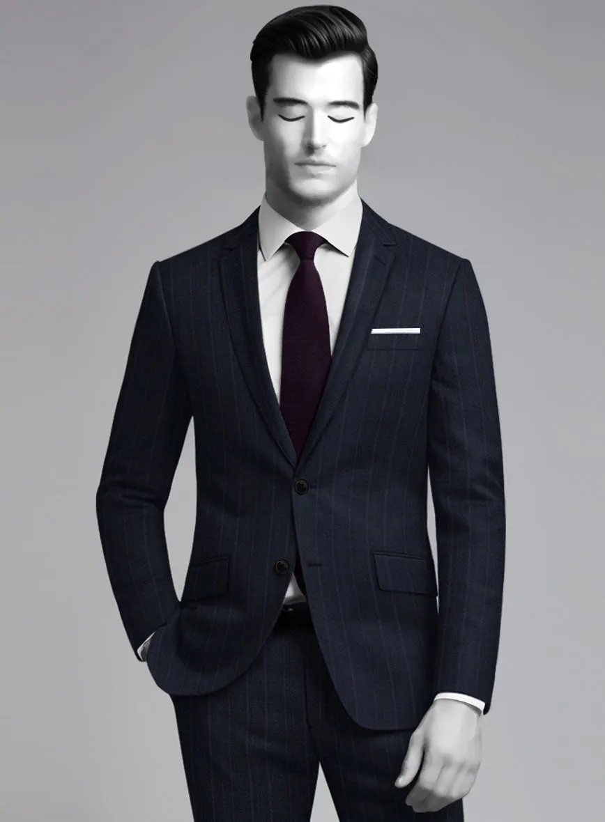 Napolean Gavino Stripe Blue Wool Suit