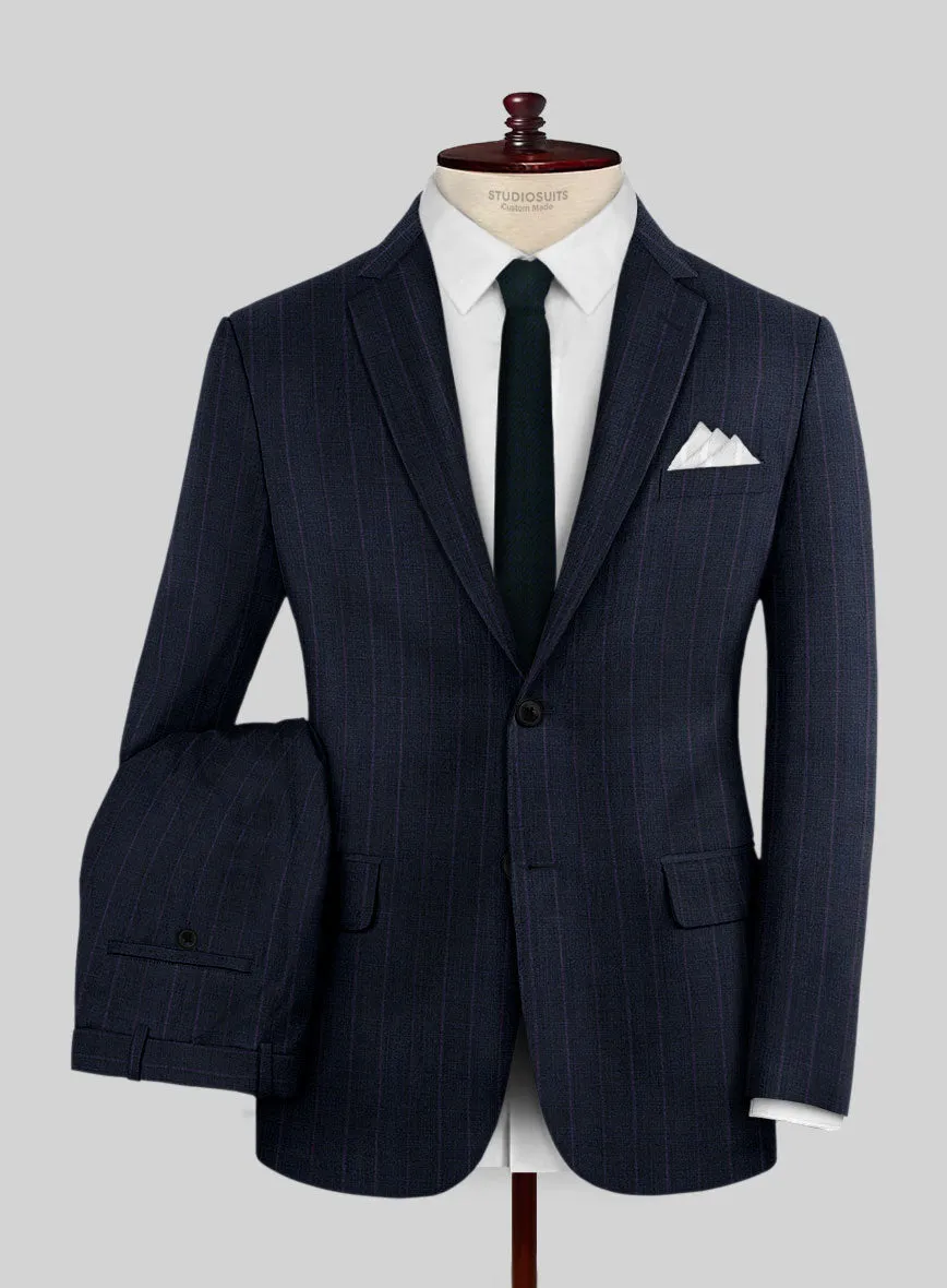 Napolean Gavino Stripe Blue Wool Suit