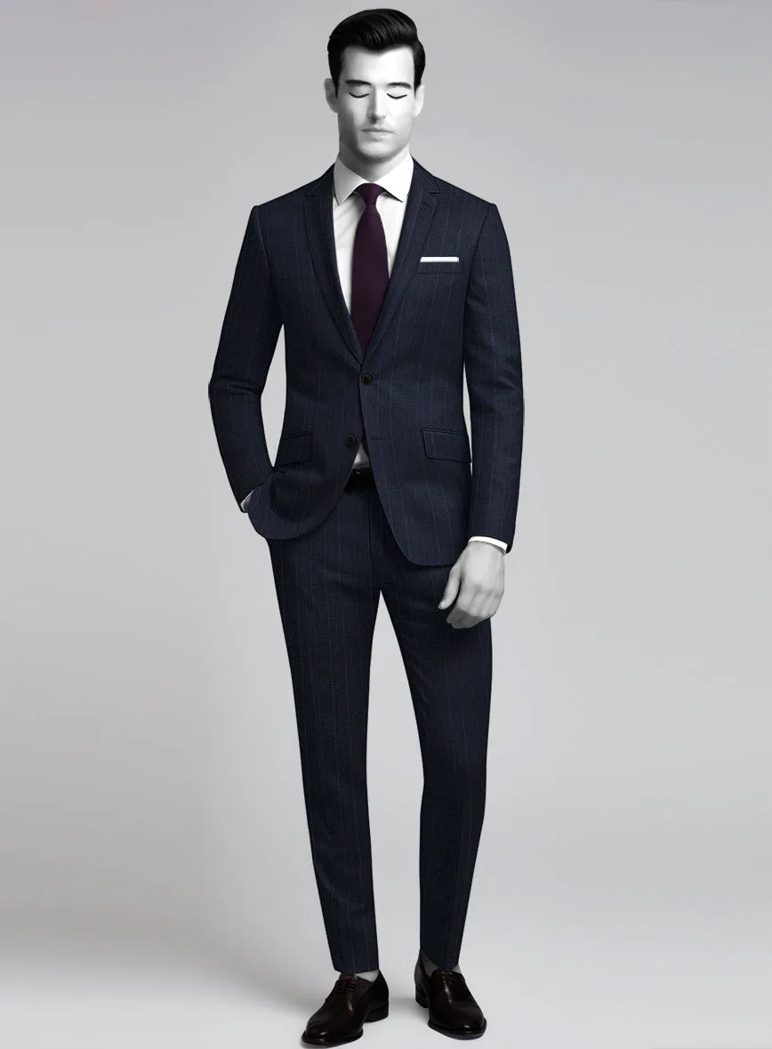 Napolean Gavino Stripe Blue Wool Suit