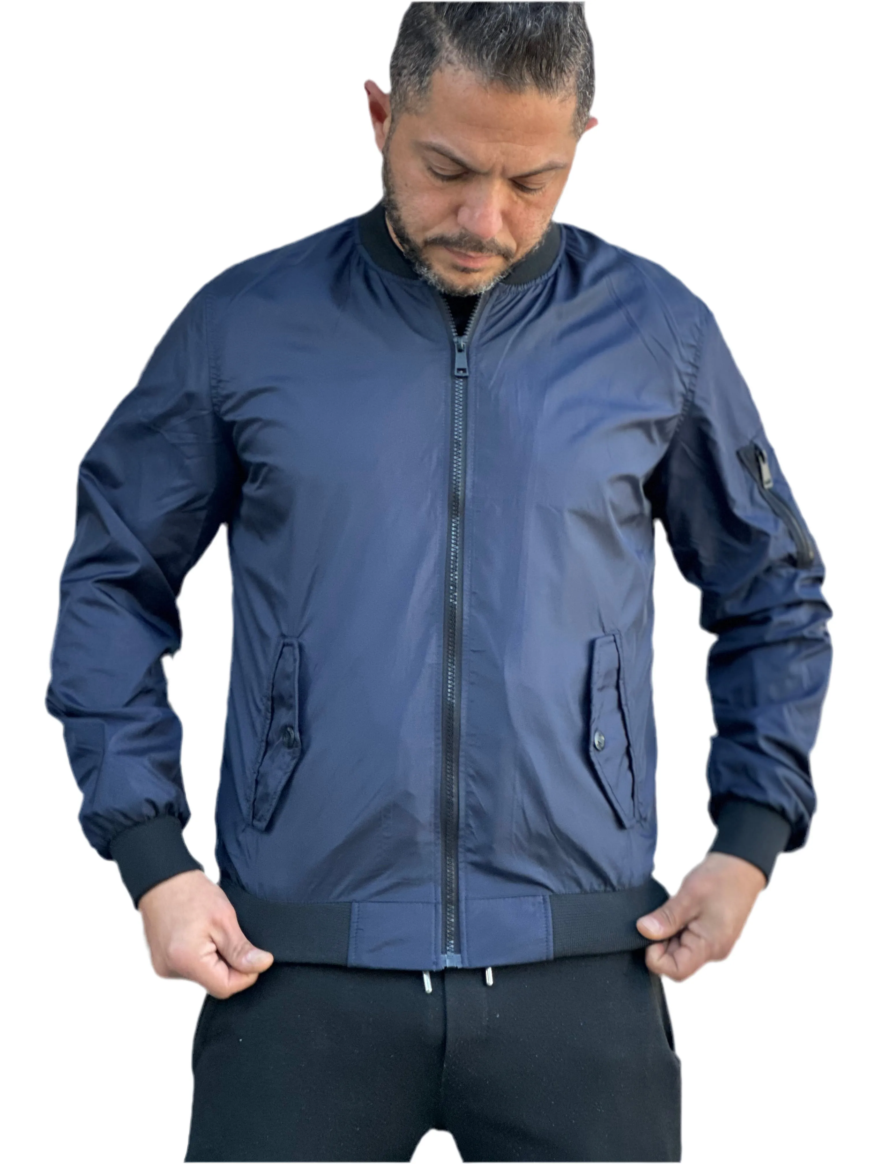 Navy Blue Bomber Jacket