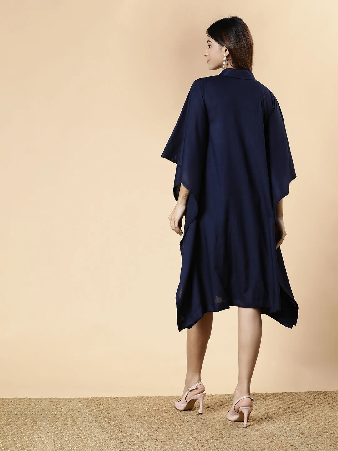 Navy Rayon Shirt-Kaftan - Galaxy