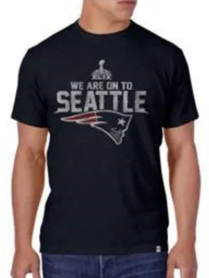 New England Patriots 47 Brand Navy Super Bowl XLIX On to Seattle T-Shirt