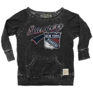 New York Rangers Retro Brand WOMEN Gray Pocketed Long Sleeve T-Shirt