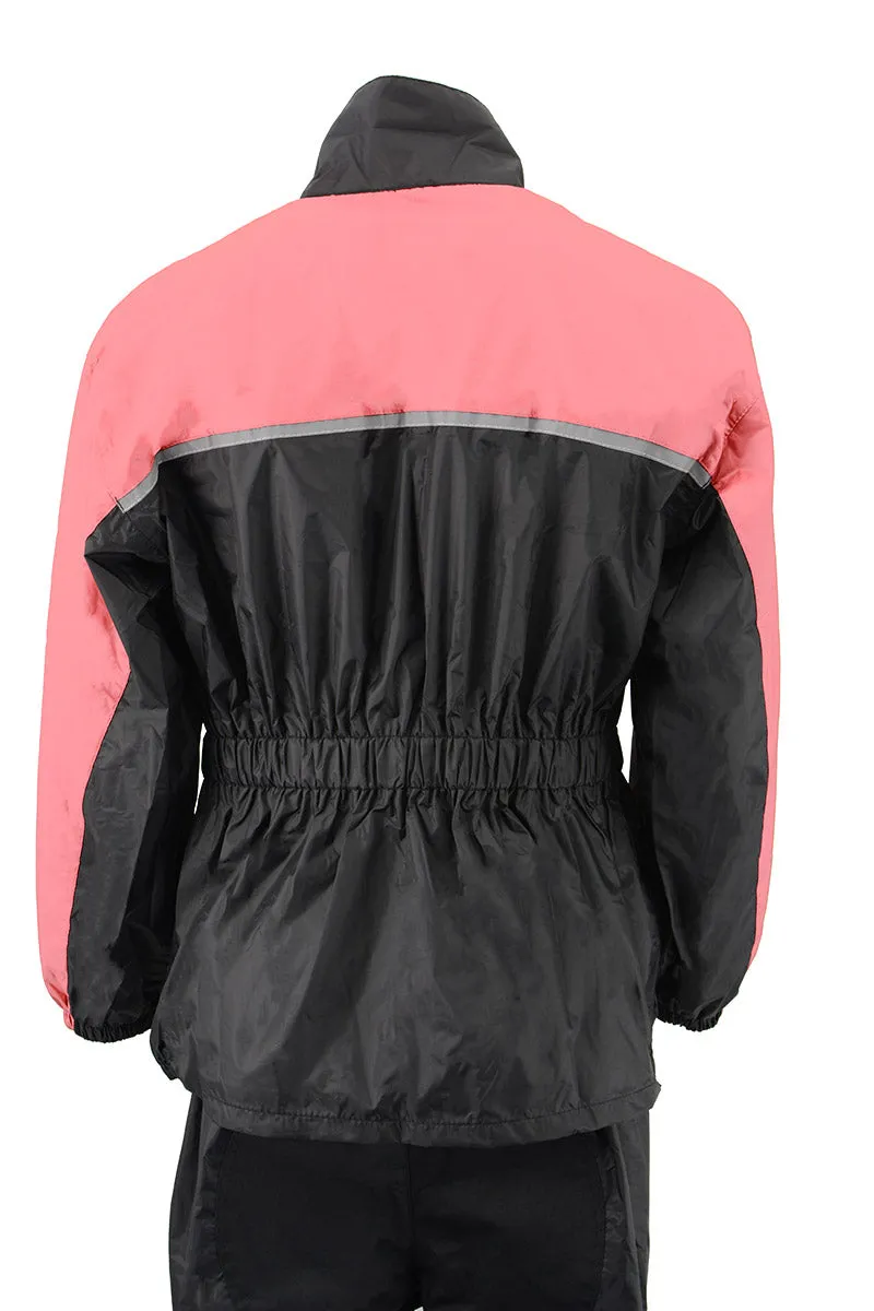 NexGen Ladies XS5031 Pink and Black Water Proof Rain Suit with Cinch Sides