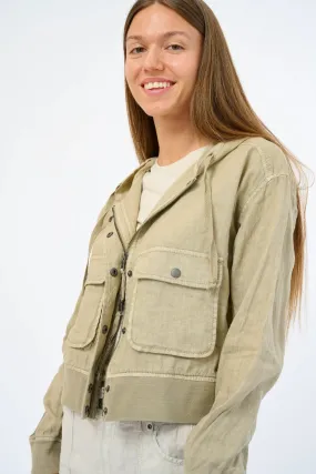 NORI Linen Hooded Jacket in Clay