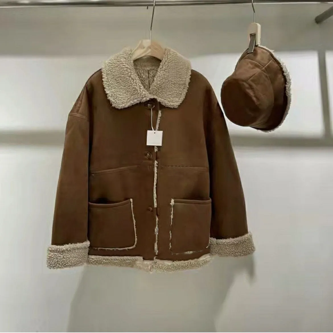 Nova Reversible Shearling Jacket   Hat