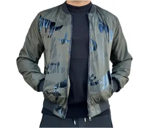 Olive Camo Print Bomber Jacket