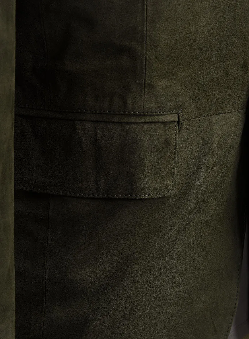 Olive Green Suede Leather Suit