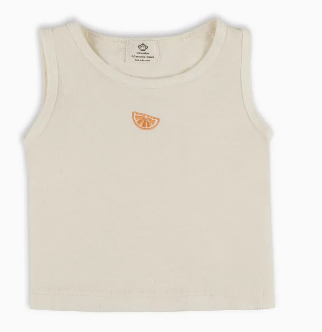 Orangefarbenes Ecru-Tanktop-T-Shirt