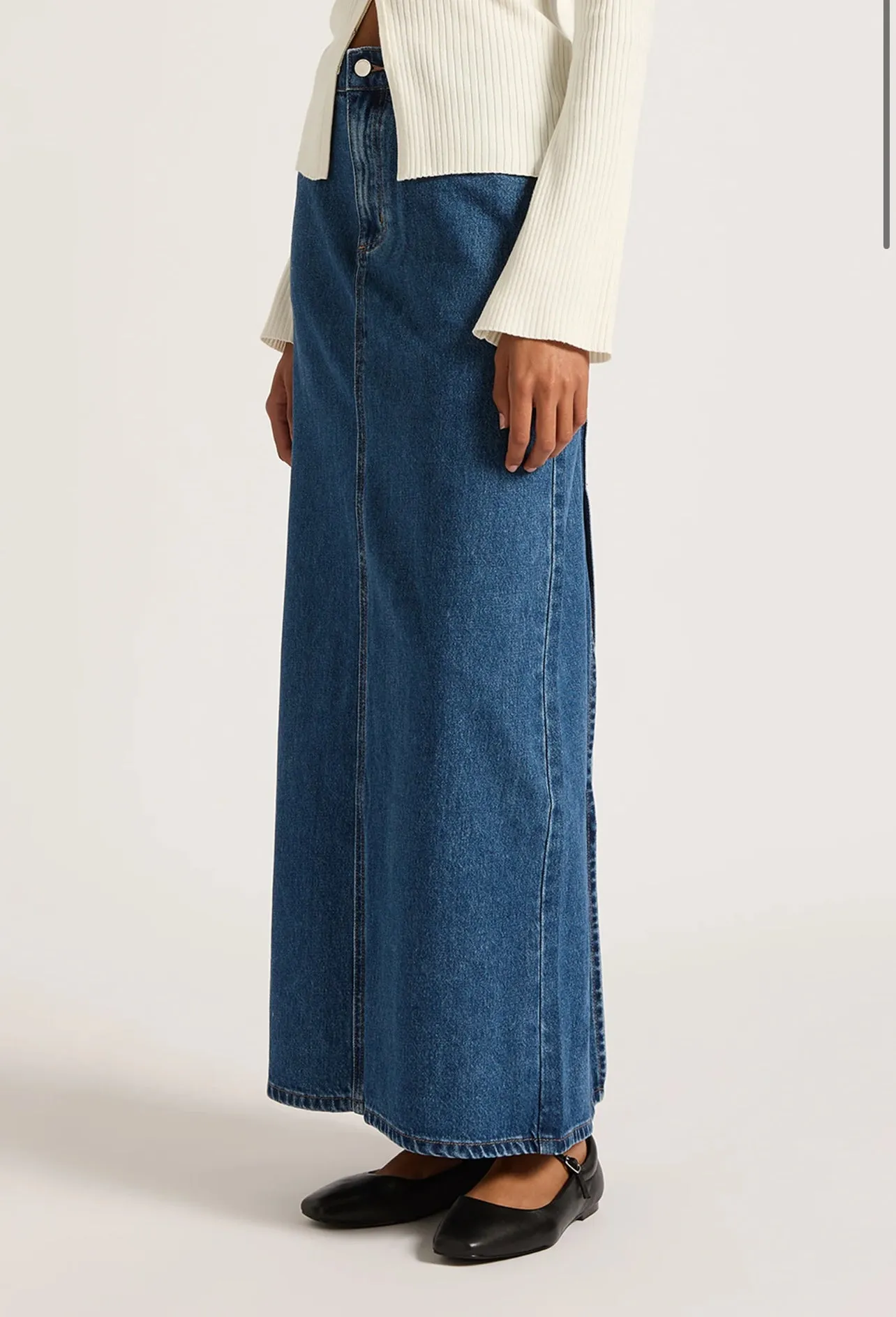 Organic Denim Maxi Skirt