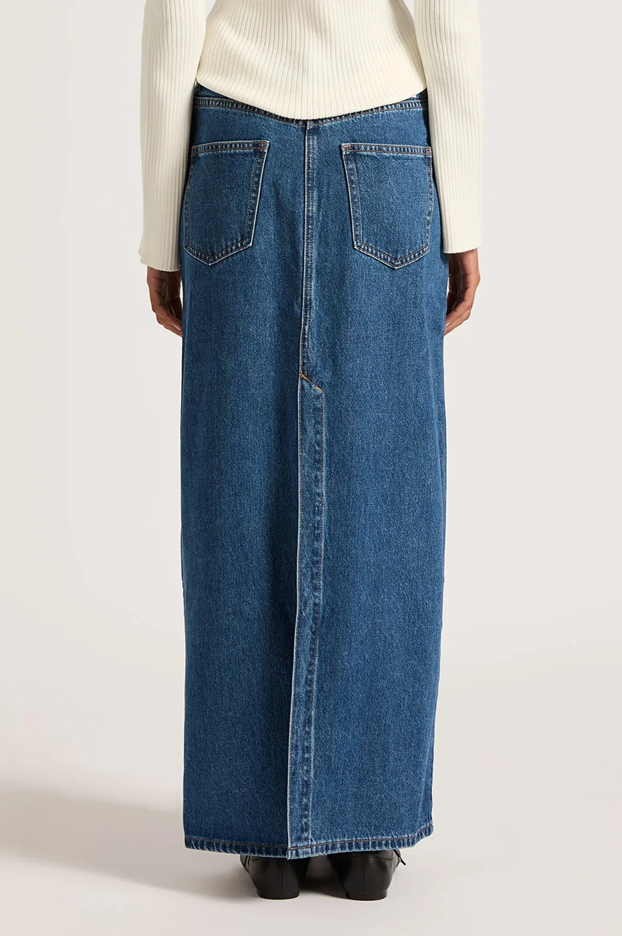 Organic Denim Maxi Skirt