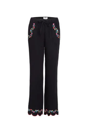 Paige Scallop Trouser in Black