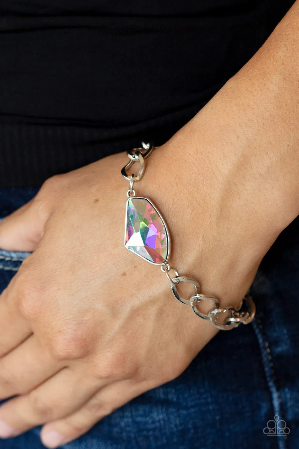 Paparazzi Heart Full of Fabulous Necklace Multi (Iridescent) & Galactic Grunge Bracelet Multi (Iridescent)