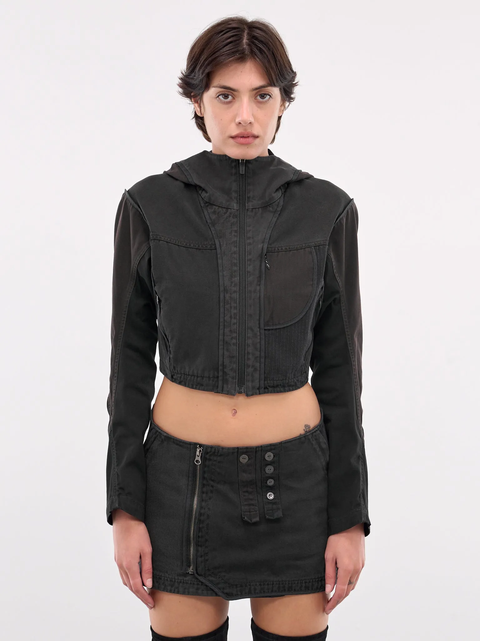 Patchwork Crop Jacket (JK13ST-STONE)