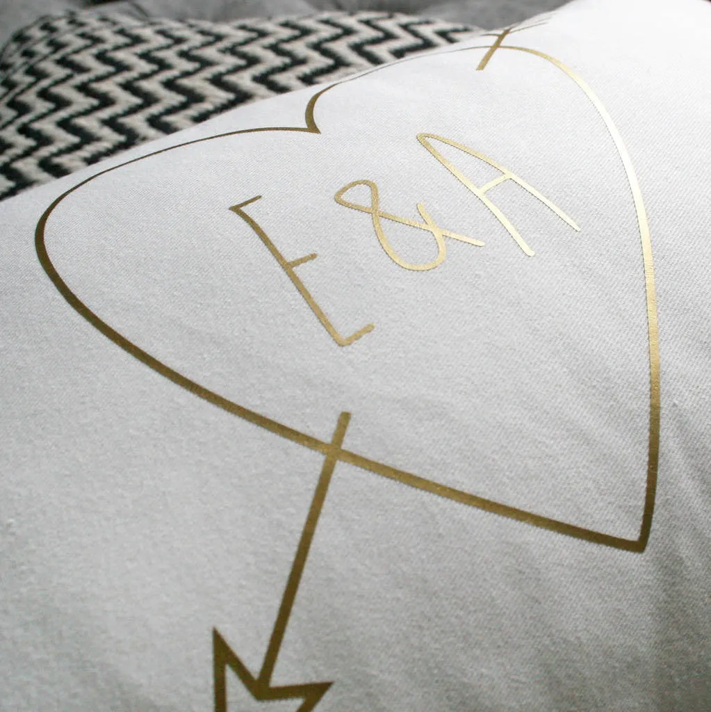 Personalised Gold Initials Cupid Cushion