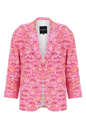 PINK PATTERNED LINEN  BLAZER JACKET