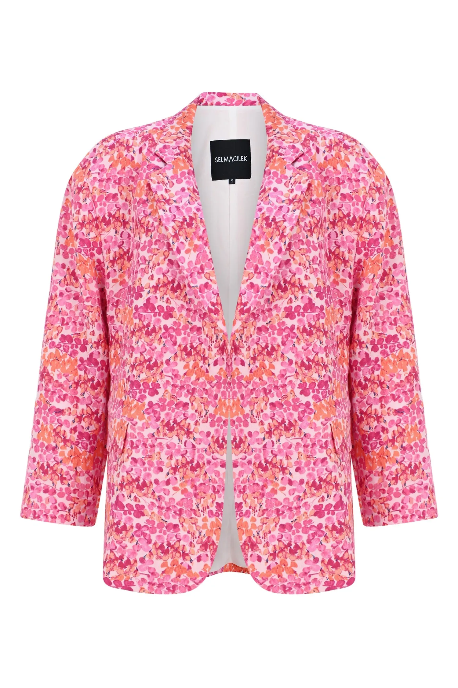 PINK PATTERNED LINEN  BLAZER JACKET