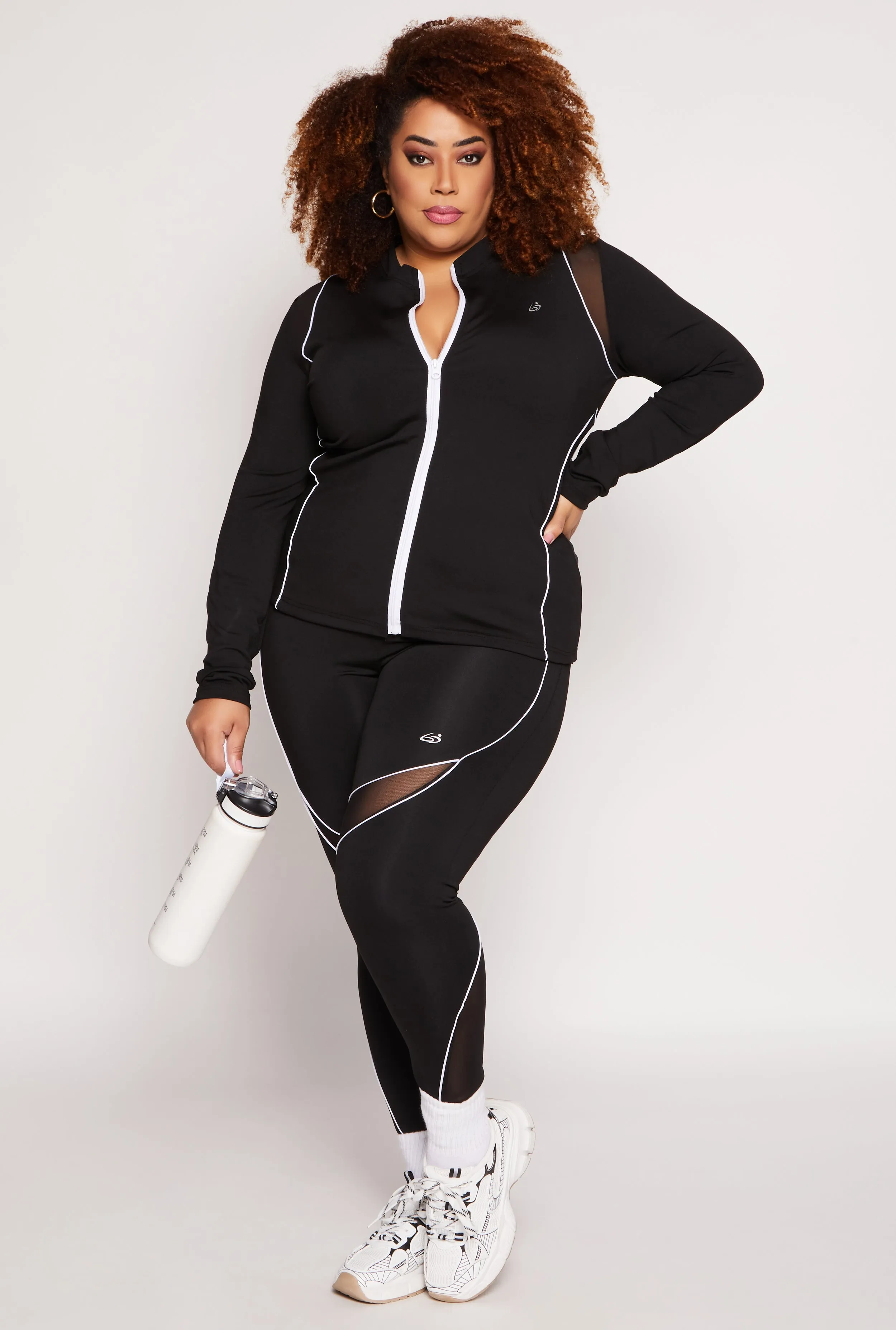 Plus Size Mesh Insert Track Jacket