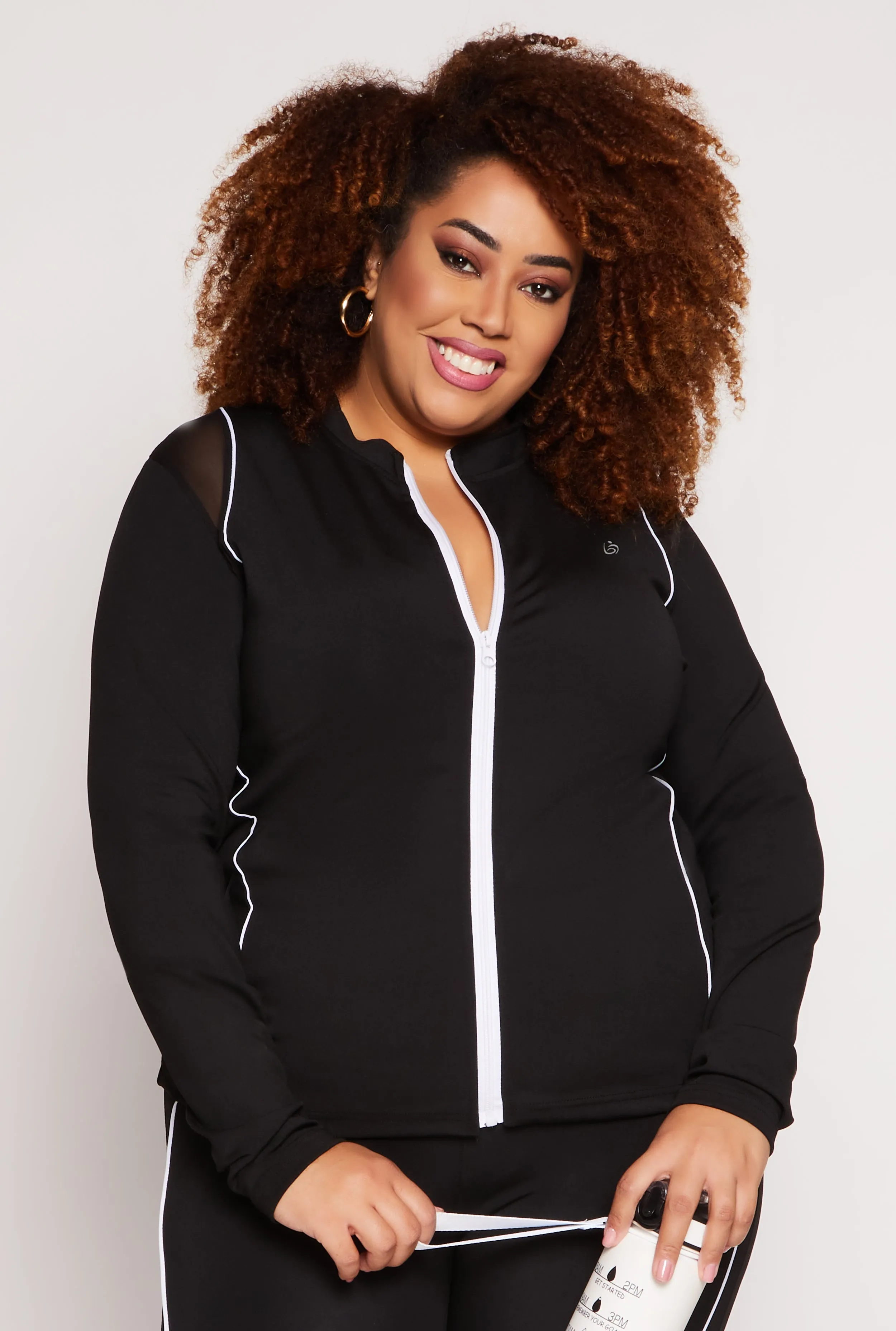 Plus Size Mesh Insert Track Jacket