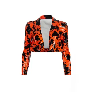 Pre Order:  Cow Print Vegan Leather Cropped Jacket