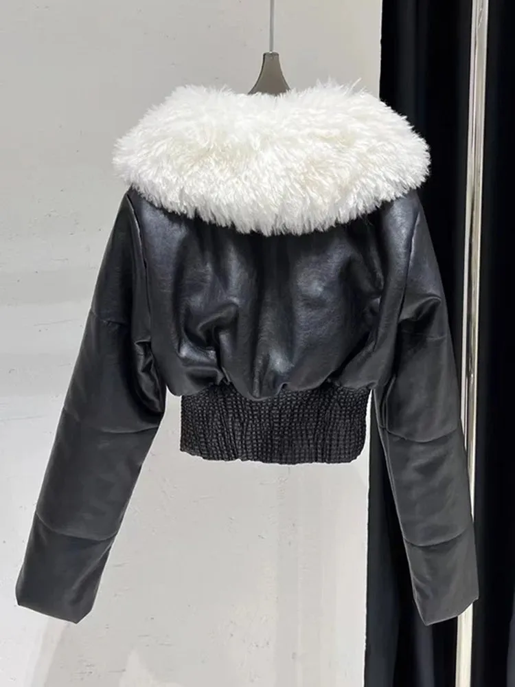 Pre Order:  Faux Fur Collar Cropped Jacket