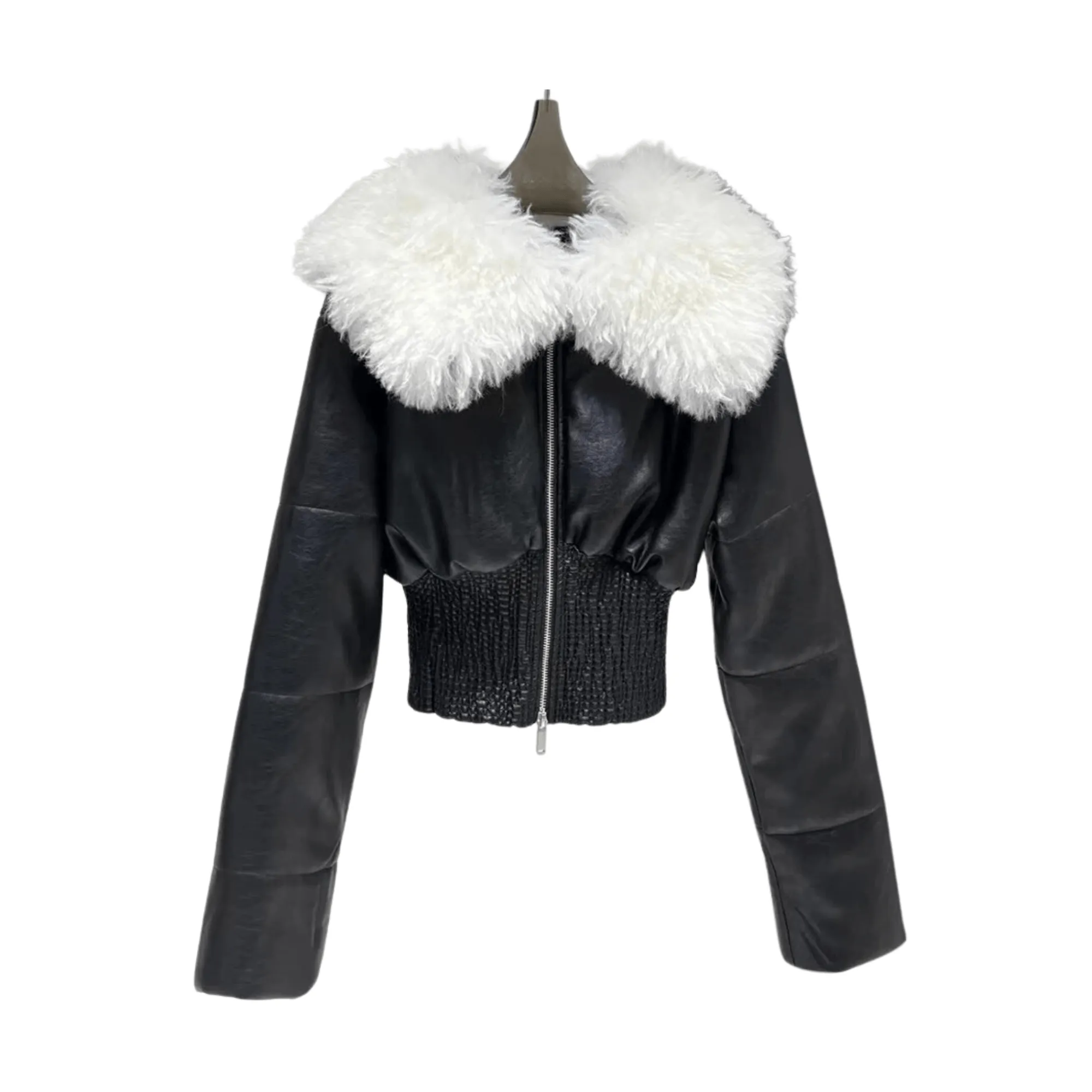 Pre Order:  Faux Fur Collar Cropped Jacket