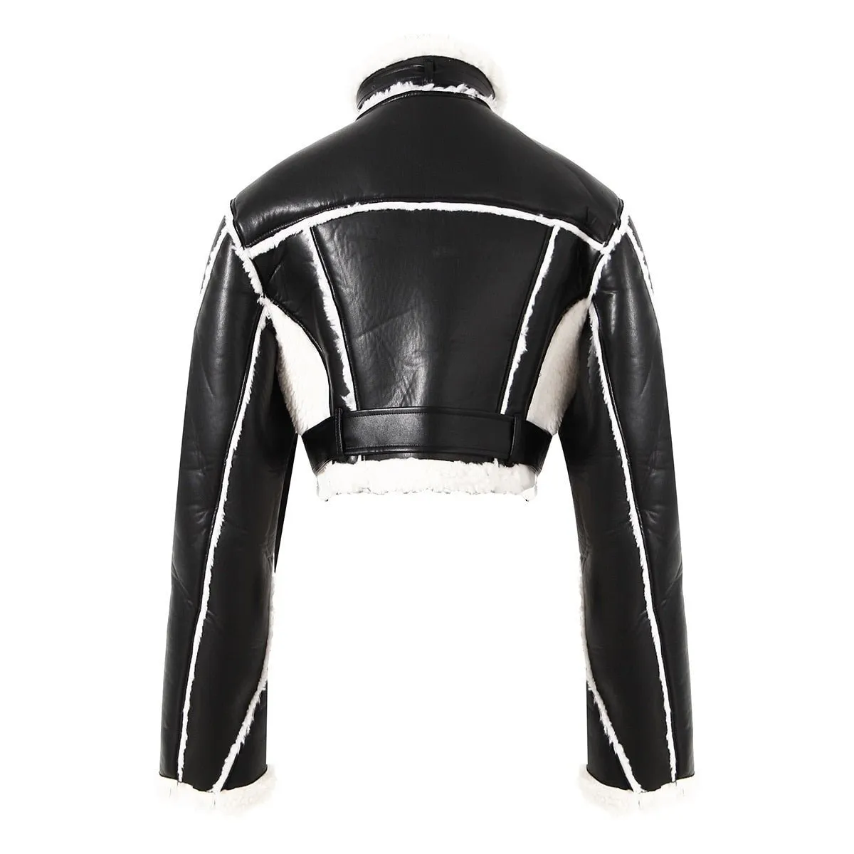 Pre Order:  Faux Leather Cropped Jacket