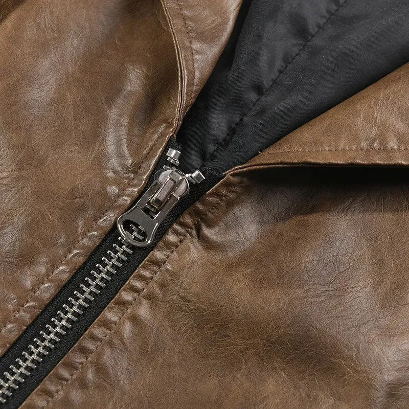 Pre Order:  Pleated Belted Drawstring Vegan Leather Jacket