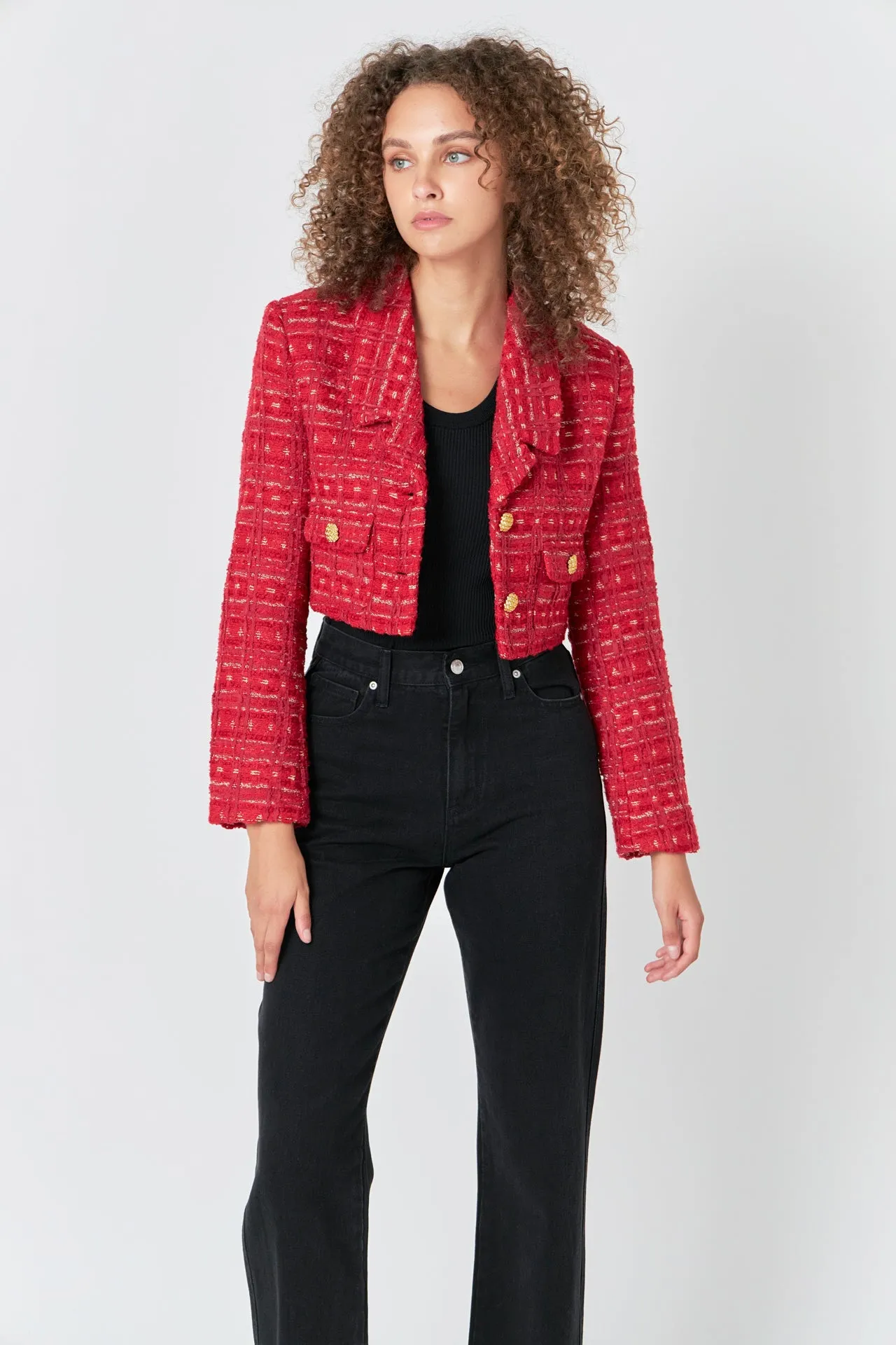 Premium Cropped Tweed Jacket