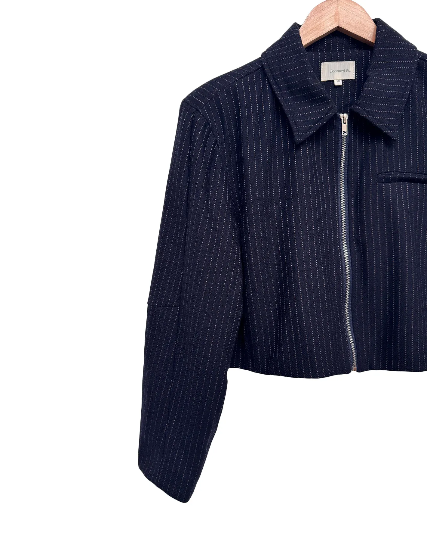 Presley Cropped Jacket, Pinstripe