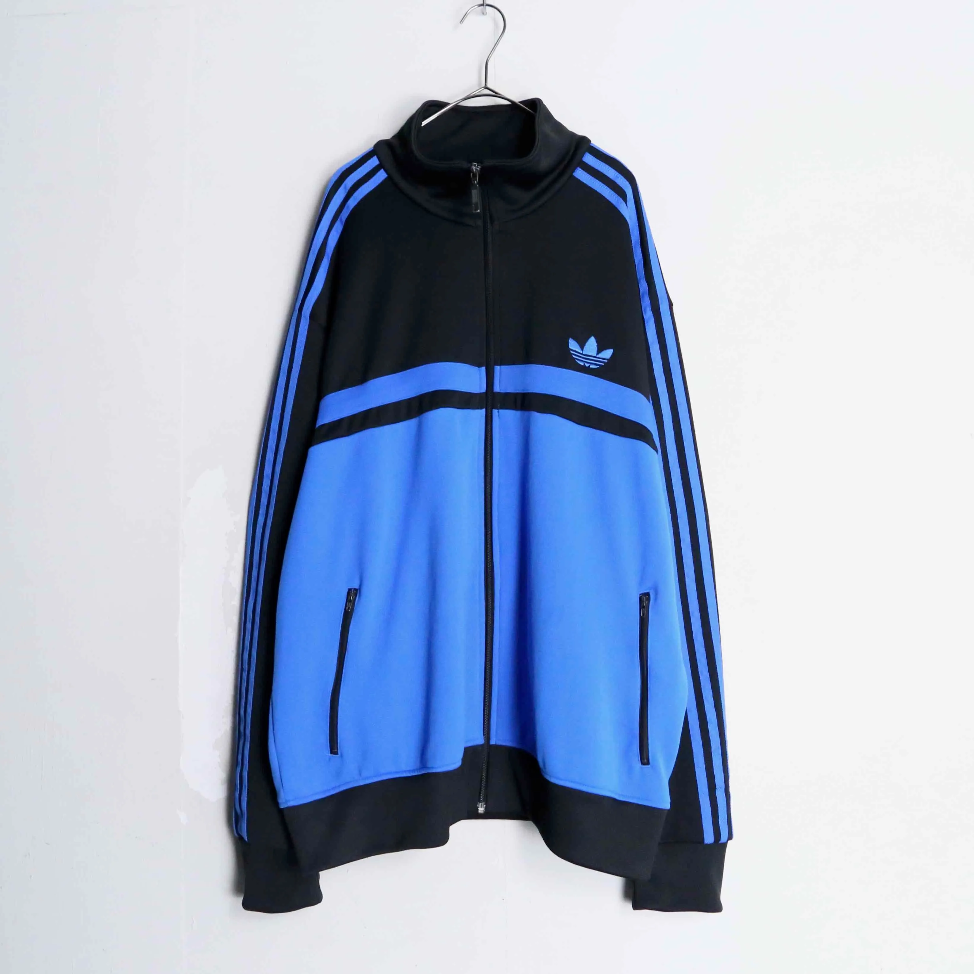 "Adidas" black×blue loose track jacket