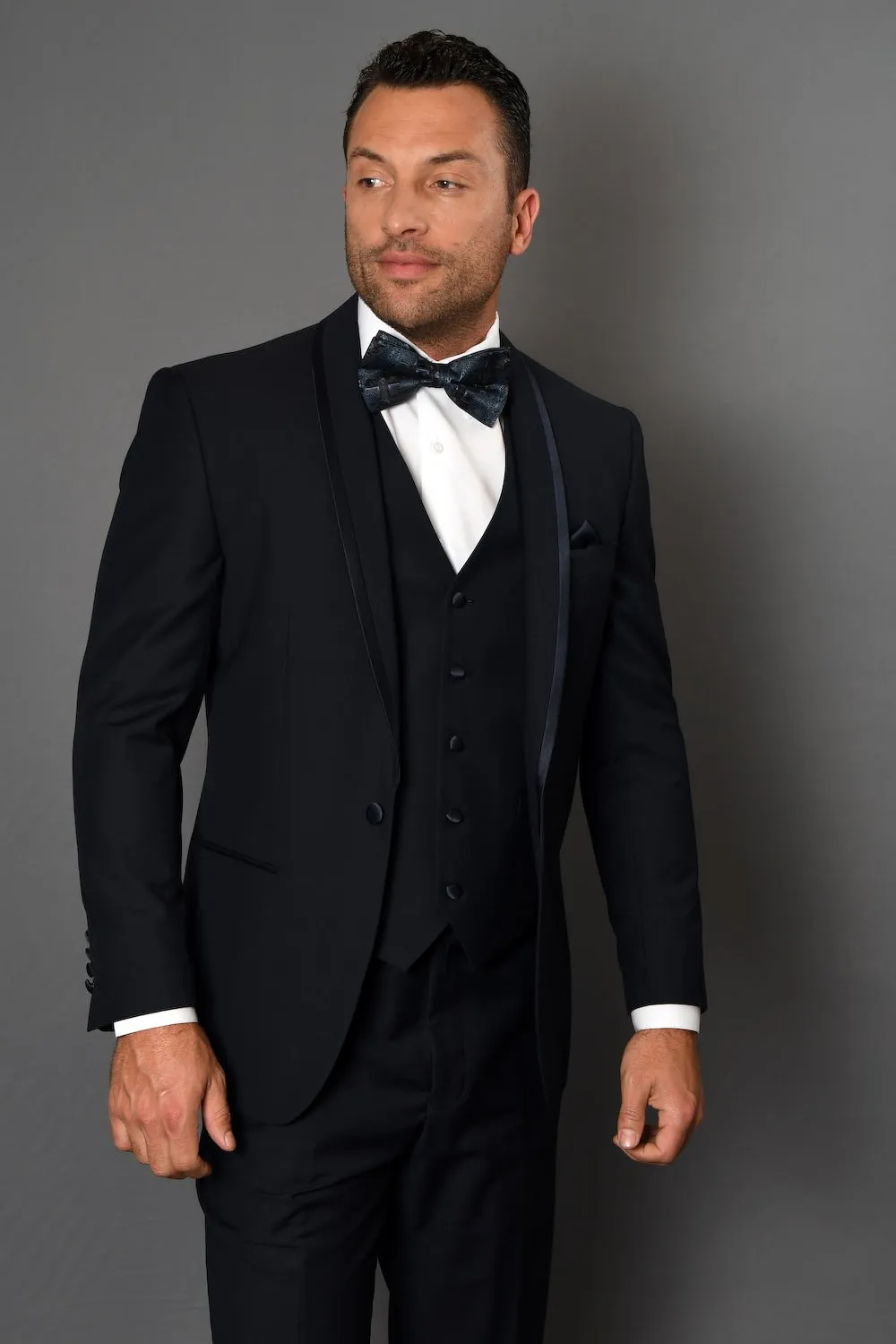 "Caesar" Navy 1-Button Shawl Tuxedo (4-Piece Set)