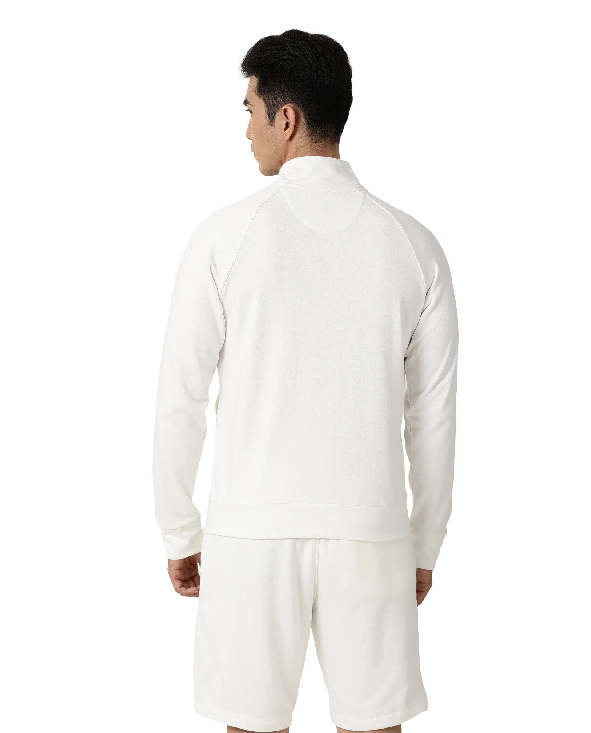 Rare Rabbit Articale Men's Azil Ivory White High Neck Zip-Up Jacket