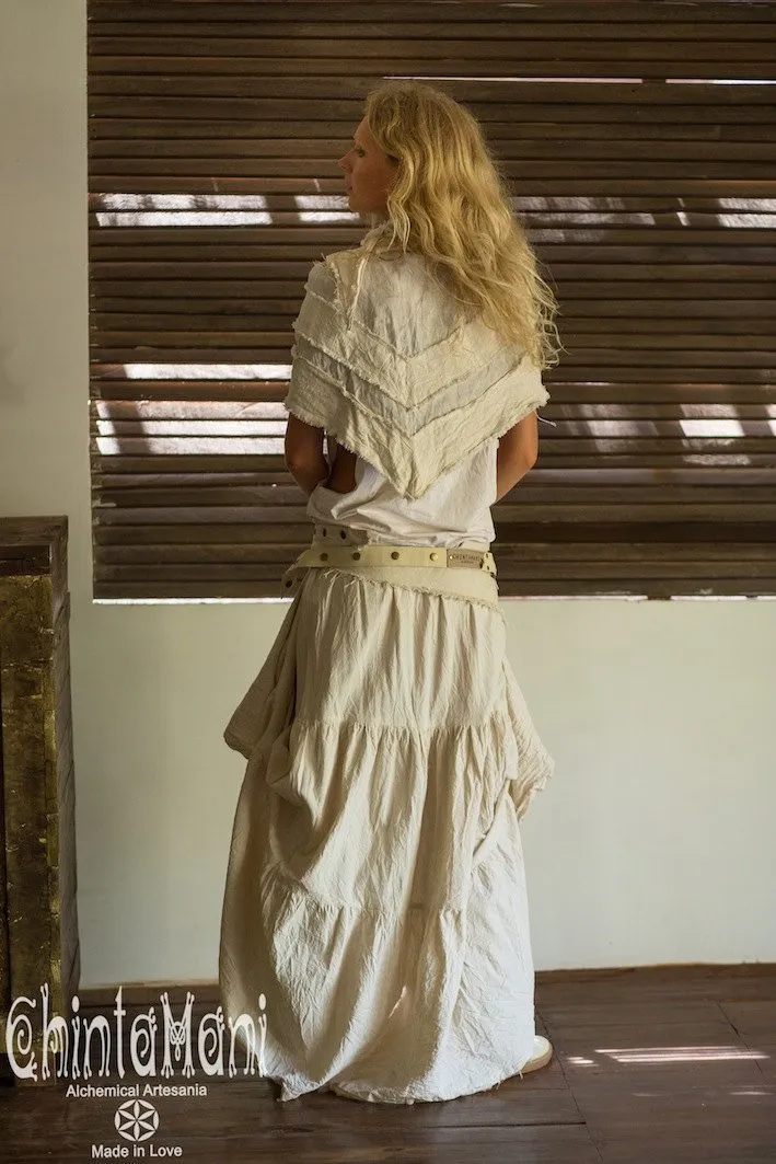 Raw Cotton Transformer Bohemian Maxi Skirt / Off White