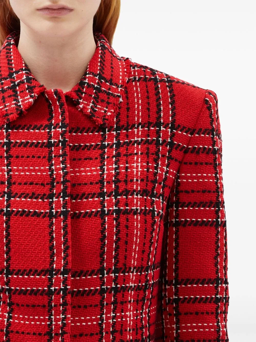 Red Checks Cropped Jacket