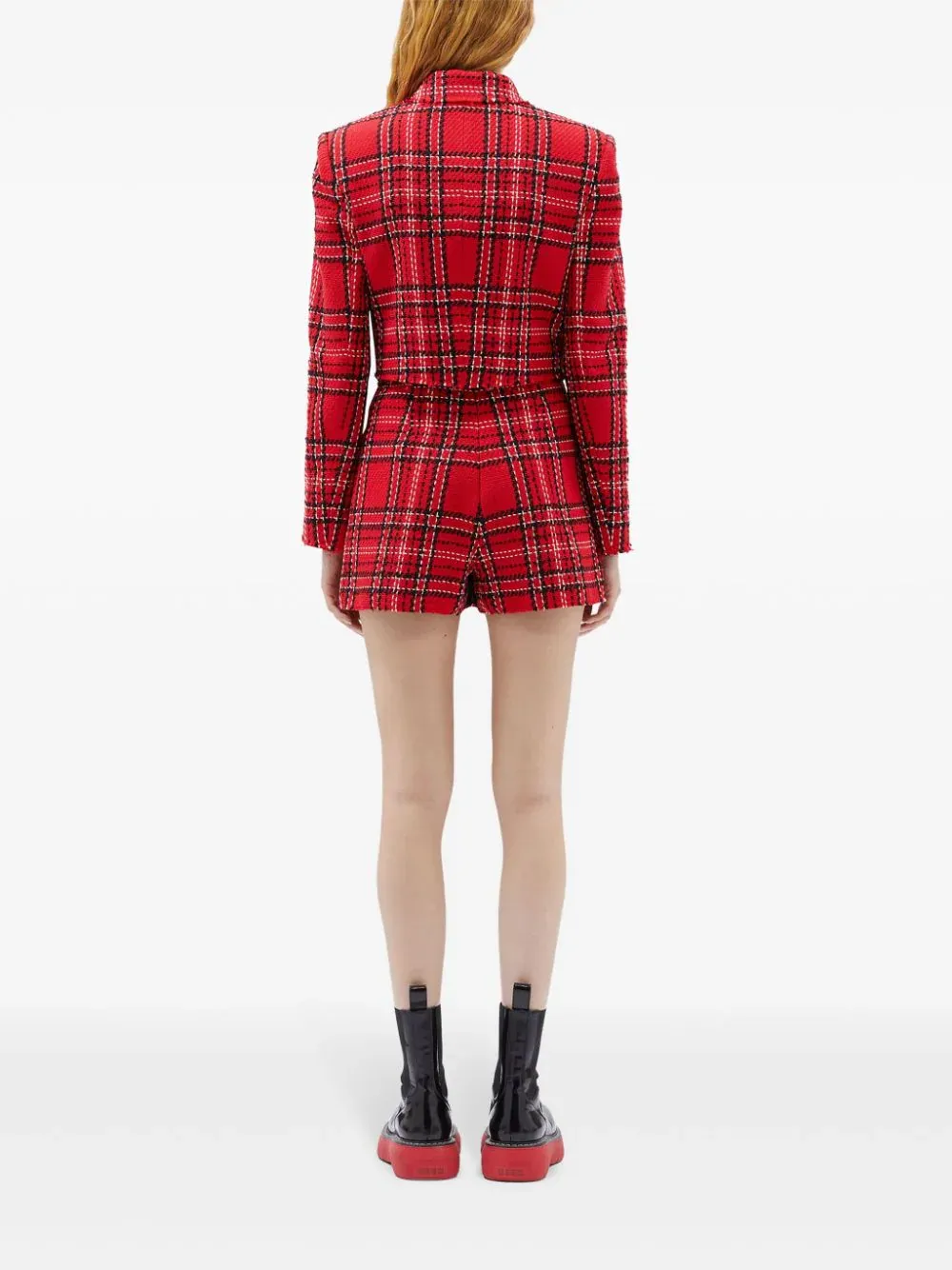 Red Checks Cropped Jacket