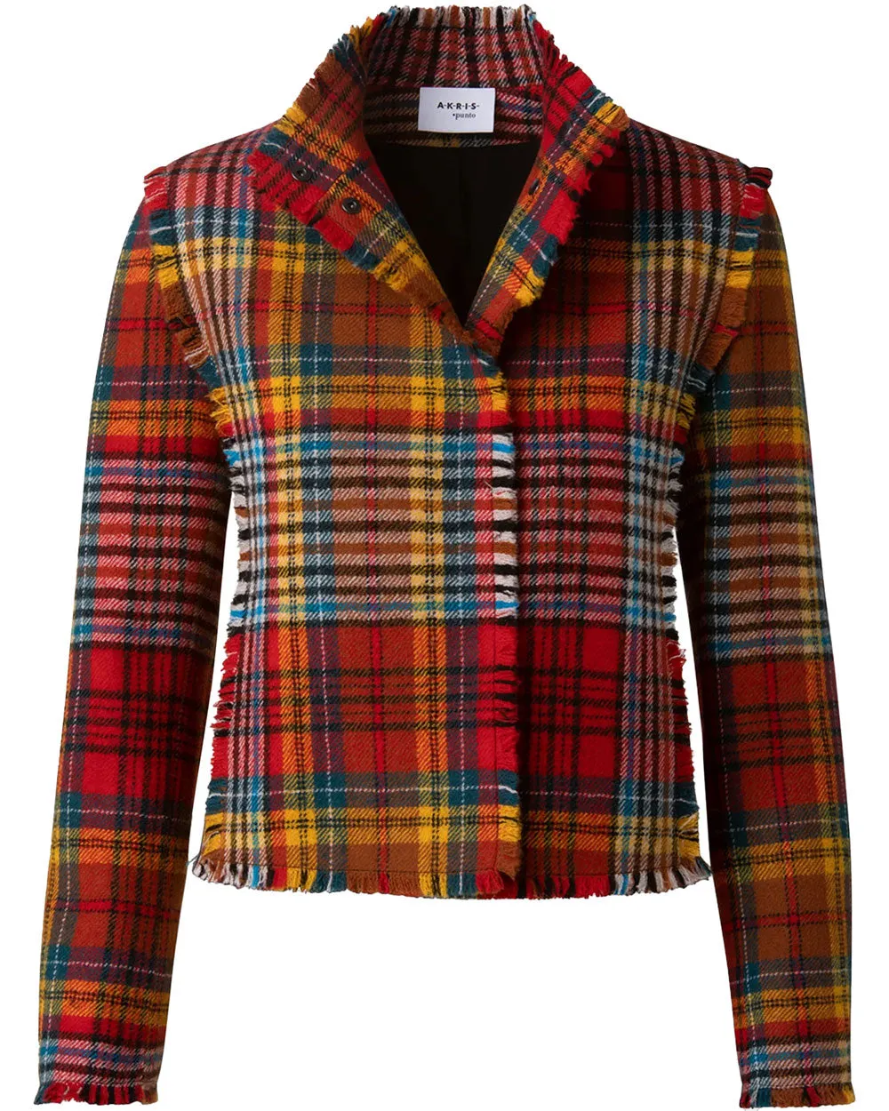 Red Tartan Check Flannel Crop Jacket