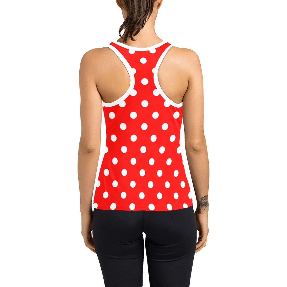 Red With White Polka Dots Women's Racerback Tank Top