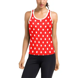 Red With White Polka Dots Women's Racerback Tank Top