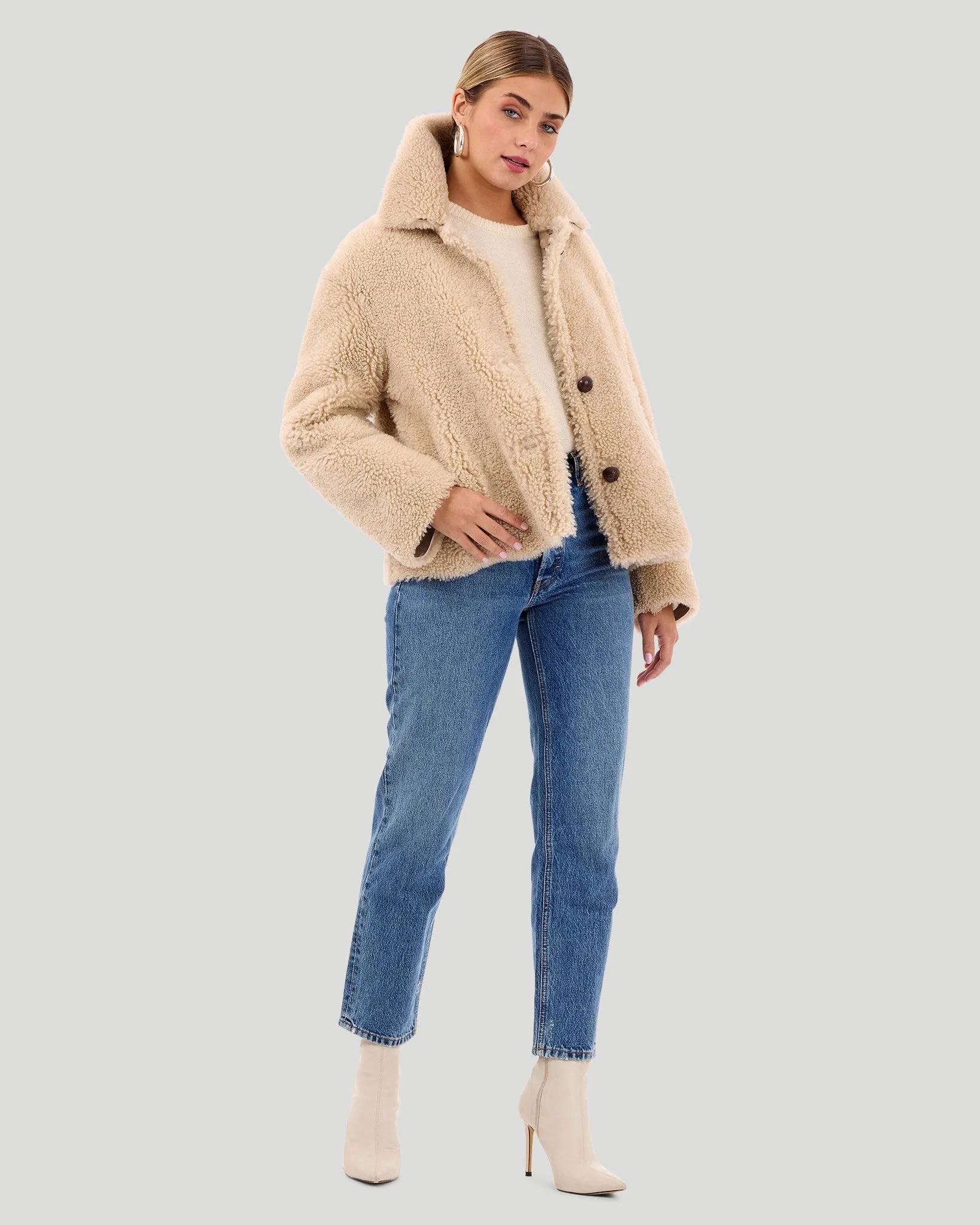 Reversible Long Hair Shearling Lamb Jacket