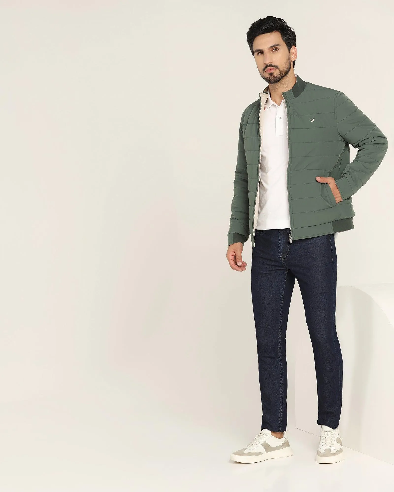 Reversible Olive Solid Zipper Jacket - Vietro