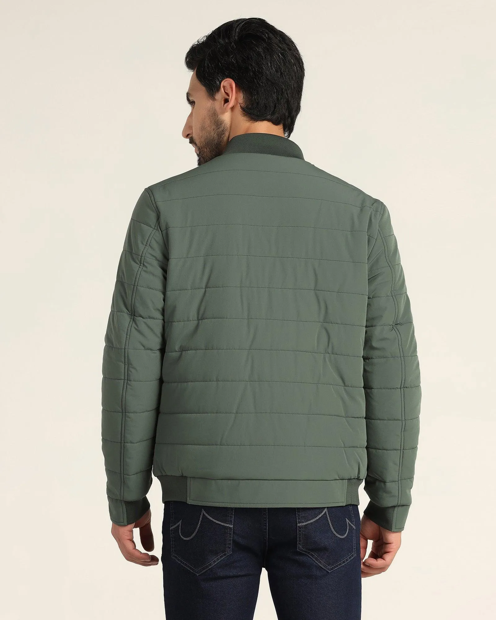 Reversible Olive Solid Zipper Jacket - Vietro